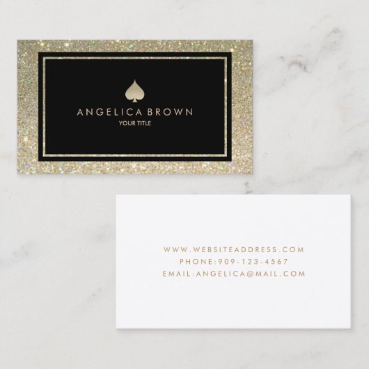 Visitekaartje Glitter Spade Symbool (Voorkant / Achterkant)