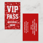Visitekaartje Glitz Red "VIP PASS" (Voorkant / Achterkant)