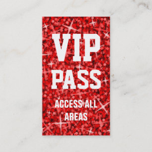 Visitekaartje Glitz Red "VIP PASS"