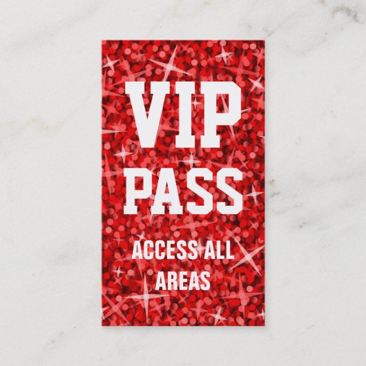 Visitekaartje Glitz Red "VIP PASS" (Voorkant)