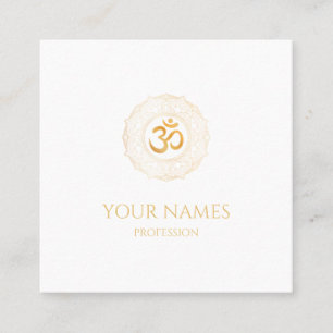 Visitekaartje: GOLD MANDALA + OHM  Vierkante Visitekaartje