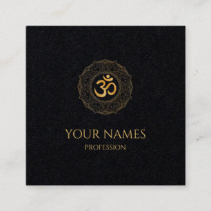 Visitekaartje: GOLD MANDALA + OHM  Vierkante Visitekaartje