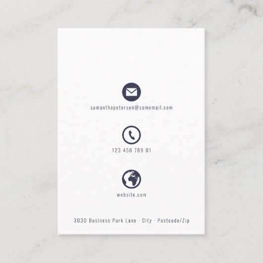 Visitekaartje gouden blauwe en witte pictogrammen (Voorkant)