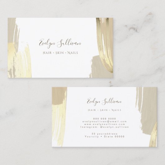 Visitekaartje gouden penseelstreken (Voorkant / Achterkant)
