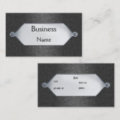 Visitekaartje grijs schuurpapier zilveren metalen  (Voorkant / Achterkant)