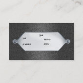 Visitekaartje grijs schuurpapier zilveren metalen  (Achterkant)