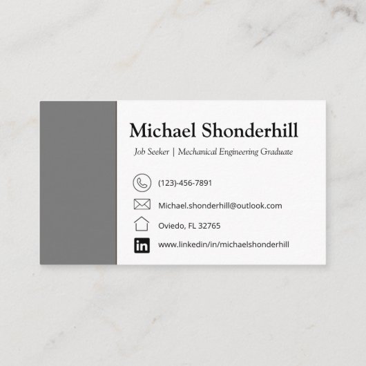 Visitekaartje | Grijs Visitekaartje | Werkzoekende (Achterkant)