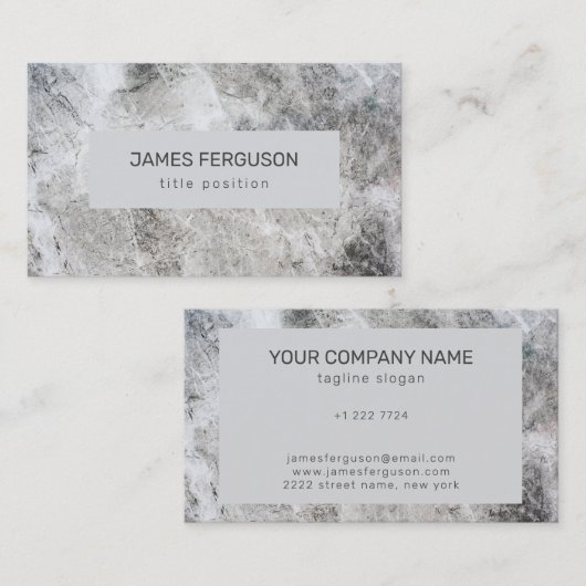 Visitekaartje grijze marmer (Voorkant / Achterkant)
