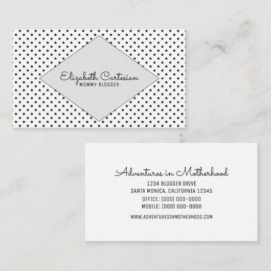 Visitekaartje grijze moderne sterren contactkaartje (Voorkant / Achterkant)