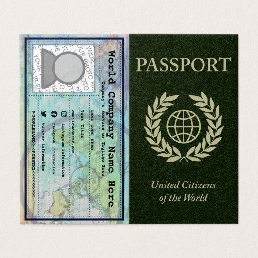 visitekaartje groen paspoort (Buitenkant ongevouwen)