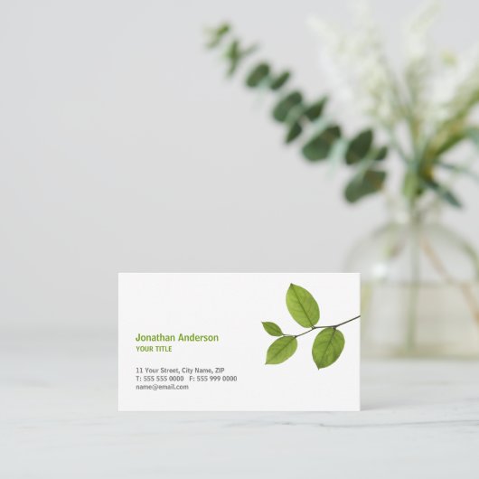 Visitekaartje Groene bladeren (Staand voorkant)