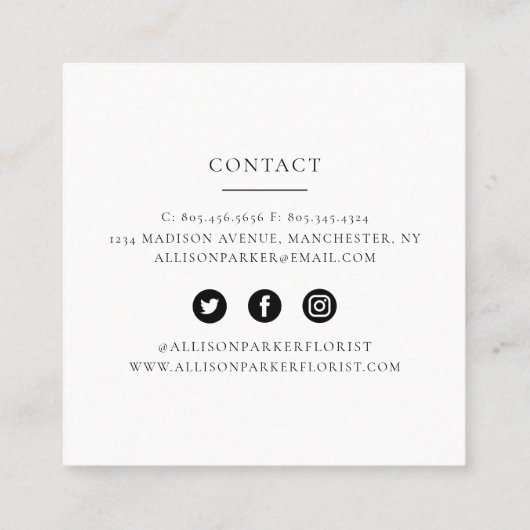 Visitekaartje Groene bladeren (Achterkant)