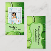 Visitekaartje groene bubbels zwart haar reinigen (Voorkant / Achterkant)