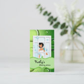 Visitekaartje groene bubbels zwart haar reinigen (Staand voorkant)