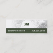 visitekaartje - Groene en Witte Grunge Monogram (Achterkant)