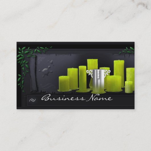 Visitekaartje Groene kaarsen (Voorkant)