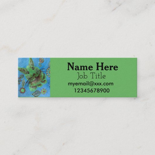 visitekaartje groene konijn (Voorkant)