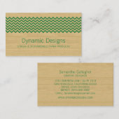 Visitekaartje Groene Rustic Chevron (Voorkant / Achterkant)
