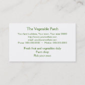 Visitekaartje groenten (Achterkant)
