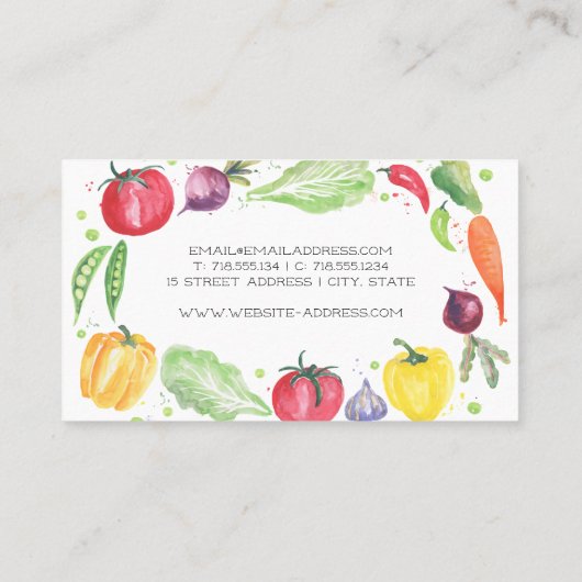 Visitekaartje groenten, vers Waterverf (Achterkant)