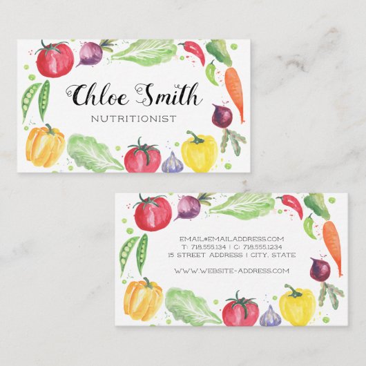 Visitekaartje groenten, vers Waterverf (Voorkant / Achterkant)