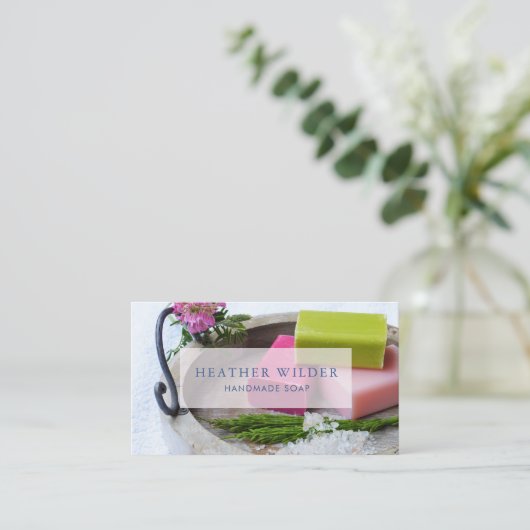 Visitekaartje handgemaakte handgemaakte zeepproduc (Staand voorkant)