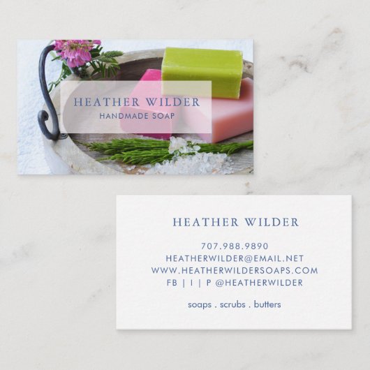 Visitekaartje handgemaakte handgemaakte zeepproduc (Voorkant / Achterkant)