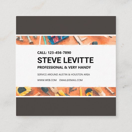 Visitekaartje: Handymandiensten Vierkante Visitekaartje (Achterkant)