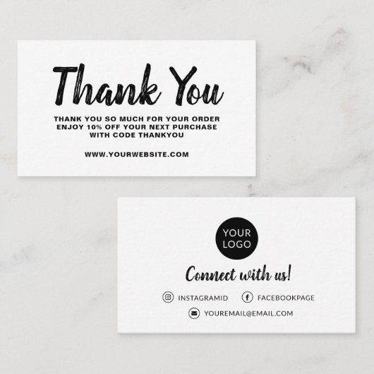 visitekaartje Hartelijk dank voor uw eenvoudige be (Voorkant / Achterkant)