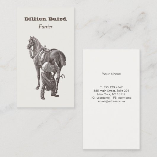 Visitekaartje Hoefijzer (Voorkant / Achterkant)