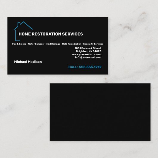 Visitekaartje Home Restoration Services (Voorkant / Achterkant)