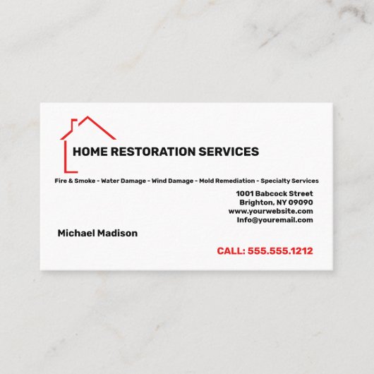 Visitekaartje Home Restoration Services (Voorkant)