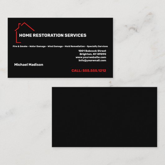 Visitekaartje Home Restoration Services (Voorkant / Achterkant)
