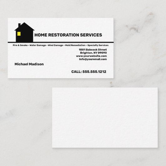 Visitekaartje Home Restoration Services (Voorkant / Achterkant)