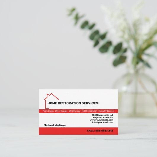 Visitekaartje Home Restoration Services (Staand voorkant)
