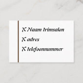 Visitekaartje hond, (Achterkant)