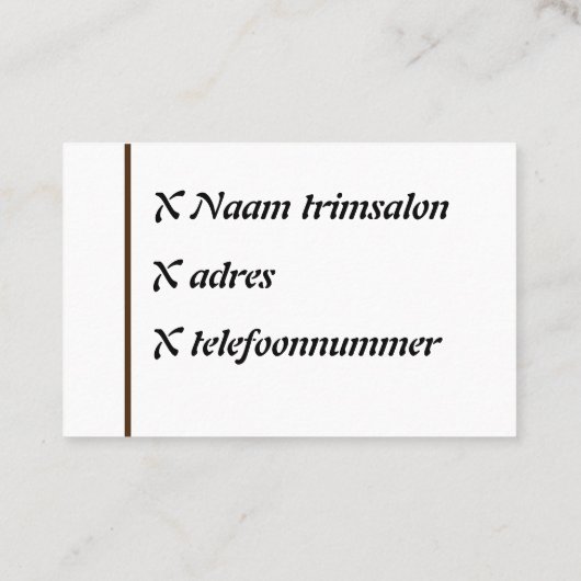 Visitekaartje hond, (Achterkant)