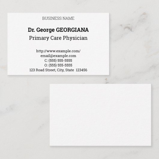 Visitekaartje Humble, Neutral & Dapper (Voorkant / Achterkant)