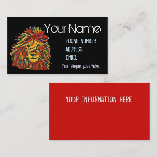 Visitekaartje in eilandstijl, Rasta lion (Voorkant / Achterkant)