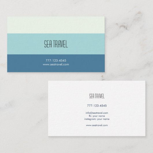Visitekaartje in het mariene thema. Zee. (Voorkant / Achterkant)