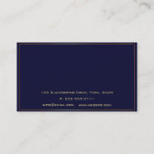 Visitekaartje in middernacht blauw met gouden bord (Achterkant)