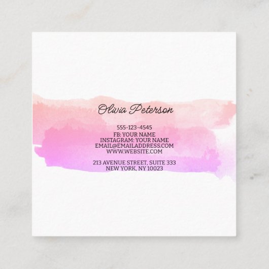 Visitekaartje in waterverf pastelkleur (Achterkant)