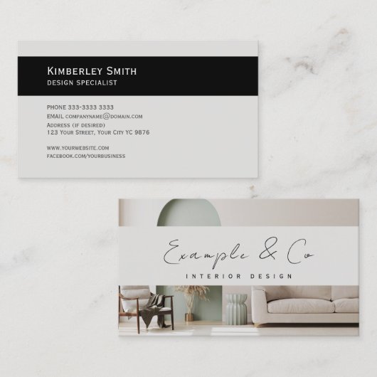 Visitekaartje, Interieur Design foto aanpasbaar Visitekaartje (Voorkant / Achterkant)