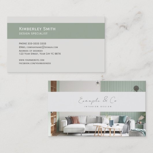 Visitekaartje, Interieur Design pastel groen Visitekaartje (Voorkant / Achterkant)