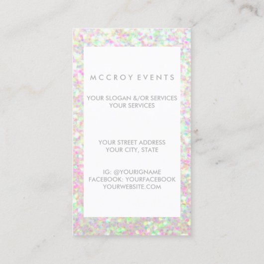 Visitekaartje - Iridescent Biz (Achterkant)