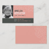 VISITEKAARTJE:: jazzy foto koraal roze Visitekaartje (Voorkant / Achterkant)