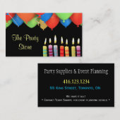 Visitekaartje kaarsen voor feestjes zwart (Voorkant / Achterkant)