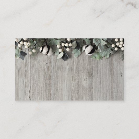 Visitekaartje katoenen plant schuur hout (Achterkant)