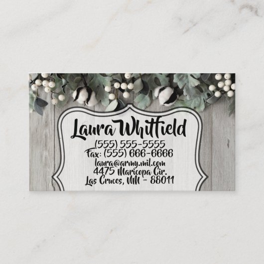 Visitekaartje katoenen plant schuur hout (Voorkant)