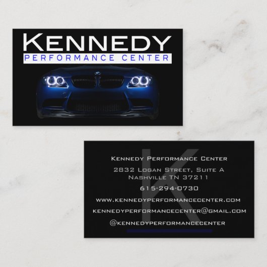 Visitekaartje Kennedy Performance Center (Voorkant / Achterkant)